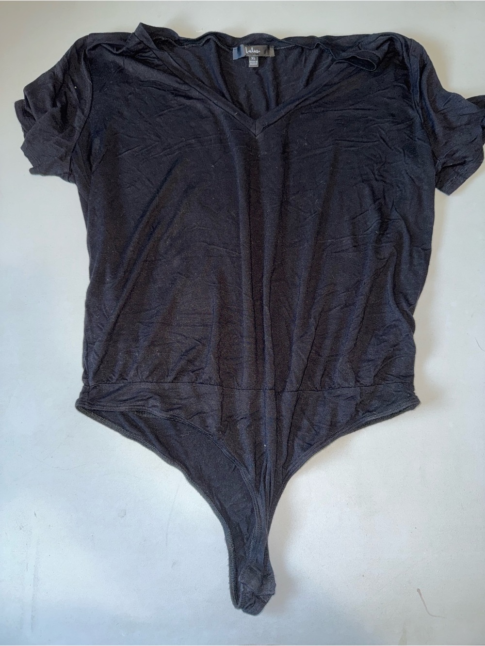 Lulu's Black V-Neck Short Sleeve Bodysuit